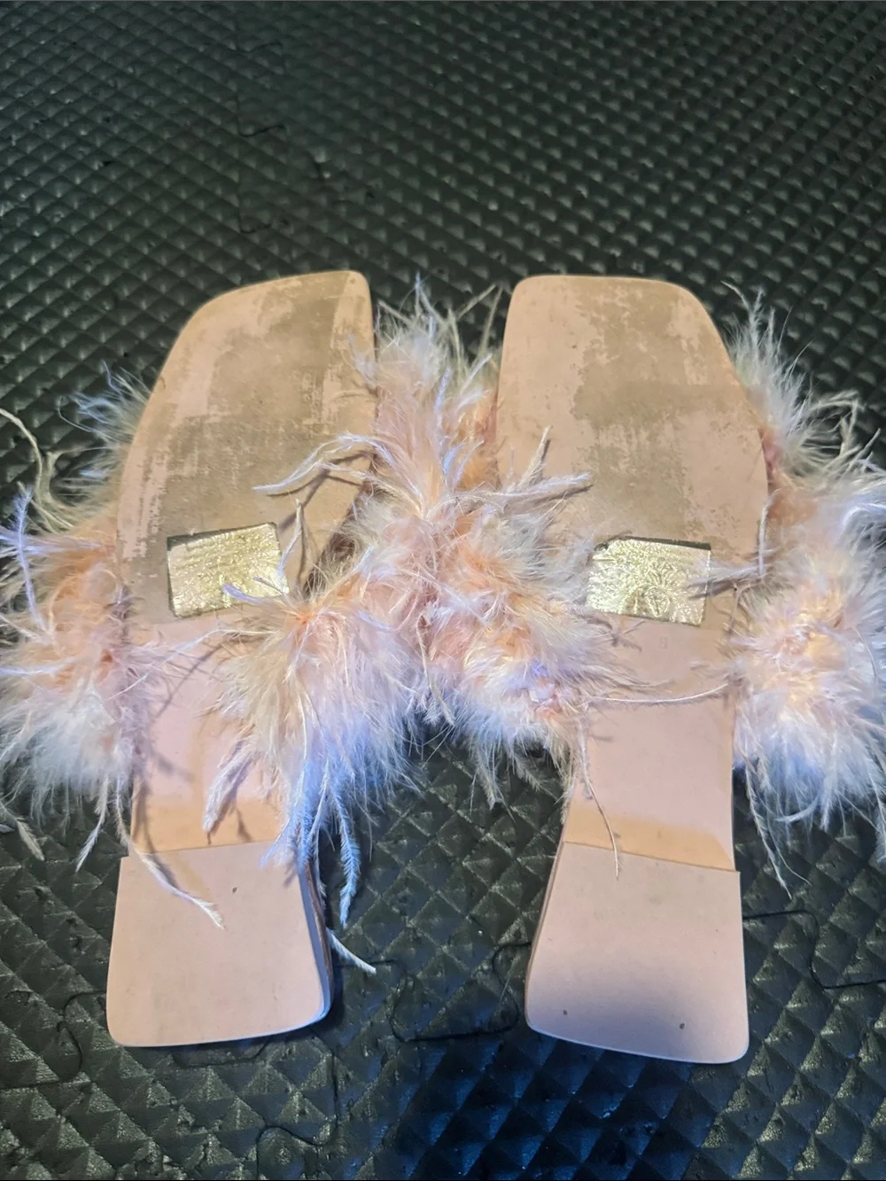 Jeffrey Campbell Kids Pale Pink Feather Slide Sandals